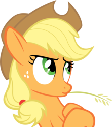 Size: 3537x4000 | Tagged: safe, artist:blindcavesalamander, applejack, earth pony, pony, g4, female, hay stalk, high res, mare, simple background, solo, straw in mouth, transparent background, vector