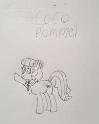 Size: 1440x1796 | Tagged: safe, artist:pony_brony_art, coco pommel, earth pony, pony, g4, monochrome, paper, pencil, pencil drawing, solo, traditional art