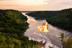 Size: 1024x679 | Tagged: safe, edit, bright mac, pear butter, earth pony, pony, g4, the perfect pear, 1000 hours in ms paint, irl, ms paint, nile river, photo, pun, the nile