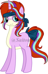 Size: 600x920 | Tagged: safe, artist:t-aroutachiikun, oc, oc only, oc:stardust, pony, unicorn, bandana, bow, offspring, parent:starlight glimmer, parent:sunburst, parents:starburst, simple background, solo, tail bow, transparent background