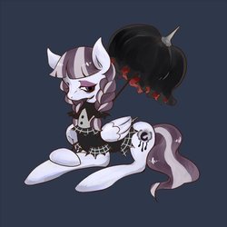 Size: 600x600 | Tagged: safe, artist:grimbloody, inky rose, pegasus, pony, g4, black background, clothes, dress, female, goth, gothic, mare, simple background, solo, umbrella