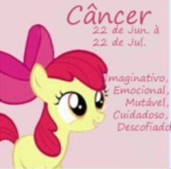Size: 336x330 | Tagged: safe, artist:funfunland22, apple bloom, earth pony, pony, g4, cancer (horoscope), portuguese
