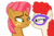 Size: 1098x728 | Tagged: safe, artist:ktd1993, babs seed, twist, pony, g4, boop, female, glasses, lesbian, noseboop, scrunchy face, ship:babstwist, shipping, simple background, transparent background