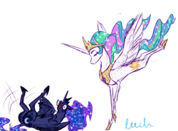 Size: 5400x4000 | Tagged: safe, artist:leech, princess celestia, princess luna, alicorn, pony, g4, absurd resolution, doodle, faic, funny, majestic as fuck, silly, silly pony, simple background, sketch, transparent background