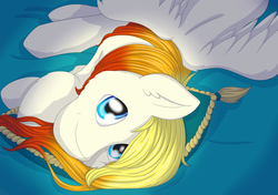 Size: 4928x3462 | Tagged: safe, artist:melodis, oc, oc only, pegasus, pony, absurd resolution, bed, braid, cute, female, looking at you, lying down, mare, on side, solo, ych result