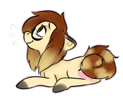 Size: 627x504 | Tagged: artist needed, safe, oc, oc only, oc:katie, earth pony, pony, female, glasses, mare, prone, solo