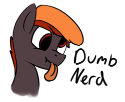 Size: 713x585 | Tagged: artist needed, safe, oc, oc only, oc:metal dragon, pony, :p, :t, bust, cross-eyed, cute, derp, dumb, hat, nerd, scrunchy face, simple background, tongue out, white background