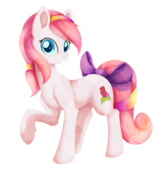 Size: 1061x1108 | Tagged: safe, artist:dusthiel, oc, oc only, oc:crystal rose, crystal pony, pony, bow, female, mare, raised hoof, simple background, solo, tail bow, transparent background