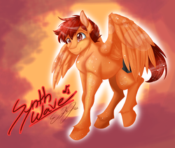 Size: 3738x3156 | Tagged: safe, artist:pinktonicponystudio, oc, oc only, oc:synth wave, pegasus, pony, brown eyes, commission, cute, high res, male, smiling, solo, stallion