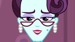 Size: 1100x618 | Tagged: safe, screencap, principal abacus cinch, equestria girls, g4, my little pony equestria girls: friendship games, ear piercing, earring, female, glasses, jewelry, looking at you, piercing, solo