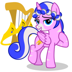 Size: 5937x5937 | Tagged: safe, artist:estories, oc, oc only, oc:harp melody, alicorn, pony, g4, absurd resolution, simple background, solo, stripes, transparent background, vector