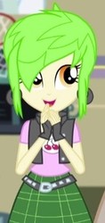 Size: 160x340 | Tagged: safe, screencap, cherry crash, equestria girls, g4, my little pony equestria girls: friendship games, clothes, cropped, cute, ear piercing, earring, female, fingerless gloves, gloves, jewelry, open mouth, piercing, skirt, solo