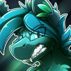 Size: 500x500 | Tagged: source needed, safe, artist:ralek, oc, oc only, oc:poison trail, original species, timber werepony, abstract background, avatar, fangs, growling, icon, leaves, looking at you, sharp teeth, teeth, timber wolfified