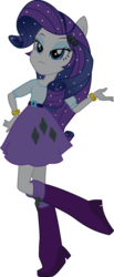 Size: 422x1024 | Tagged: safe, artist:theshadowstone, edit, nightmare rarity, rarity, equestria girls, g4, bedroom eyes, belt, boots, clothes, crossed legs, eared humanization, female, hand on hip, inkscape, ponied up, pony ears, raised leg, shoes, simple background, skirt, solo, transparent background, vector, wristband