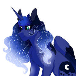 Size: 3000x3000 | Tagged: safe, artist:scarletskitty12, princess luna, alicorn, pony, g4, female, high res, mare, simple background, smiling, solo, white background