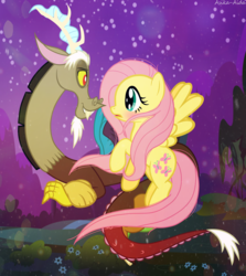 Size: 7866x8821 | Tagged: dead source, safe, artist:asika-aida, discord, fluttershy, draconequus, pegasus, pony, g4, absurd resolution, female, male, mare, ship:discoshy, shipping, straight