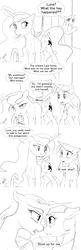 Size: 3300x10200 | Tagged: safe, artist:silfoe, princess luna, twilight sparkle, alicorn, pony, royal sketchbook, g4, absurd resolution, comic, dialogue, female, grayscale, lesbian, magic, mare, monochrome, ship:twiluna, shipping, telekinesis, toothbrush, twilight sparkle (alicorn)