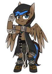 Size: 600x850 | Tagged: safe, artist:rice, oc, oc only, oc:playthrough, pegasus, pony, semi-anthro, bipedal, boots, clothes, dungeons and dragons, male, monk, pathfinder, robe, roleplay, rpg, shoes, simple background, smiling, solo, spread wings, stallion, tabletop game, transparent background, wings