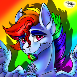 Size: 1024x1024 | Tagged: safe, artist:brainiac, rainbow dash, pony, g4, chest fluff, male, solo, stallion, transgender, wing fluff