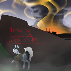 Size: 2800x2800 | Tagged: safe, artist:cymek, oc, oc only, oc:taylorpone, pony, unicorn, blowout, blowout soon fellow stalker, high res, male, s.t.a.l.k.e.r., solo, stalker, throwing some fallout shade, white hair