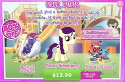 Size: 1965x1296 | Tagged: safe, gameloft, boysenberry, pony, g4, advertisement, costs real money, crack is cheaper, female, filly, gameloft event: the cutie mark crusade, go kart, introduction card, promo