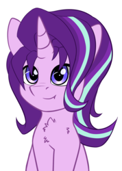 Size: 1404x1976 | Tagged: safe, artist:duop-qoub, starlight glimmer, pony, unicorn, g4, bust, chest fluff, cute, female, glimmerbetes, looking at you, mare, simple background, sitting, smiling, solo, white background