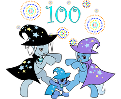 Size: 957x787 | Tagged: safe, artist:dekomaru, trixie, oc, oc:iniduoh, oc:nebula, pony, unicorn, tumblr:ask twixie, g4, ask, baby, baby pony, colt, father and daughter, female, grandfather and grandchild, magical lesbian spawn, male, mare, milestone, mother and son, offspring, parent:trixie, parent:twilight sparkle, parents:twixie, rearing, stallion, tumblr