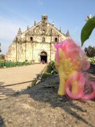 Size: 1024x1365 | Tagged: safe, artist:don2602, fluttershy, pony, g4, church, irl, paoay church, philippines, photo, ponies around the world, ponies in real life, toy