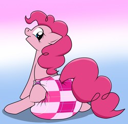 Size: 1280x1244 | Tagged: safe, artist:pidgopidgey, pinkie pie, pony, g4, cute, diaper, diapinkes, female, non-baby in diaper, plaid, poofy diaper, solo