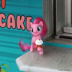 Size: 1080x1080 | Tagged: safe, pinkie pie, earth pony, pony, g4, brushable, cupcake, food, irl, photo, solo, toy