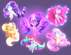 Size: 4500x3499 | Tagged: safe, artist:siggie740, applejack, fluttershy, pinkie pie, rainbow dash, rarity, twilight sparkle, alicorn, pony, g4, big crown thingy, cute, dashabetes, diapinkes, elements of harmony, high res, jackabetes, jewelry, looking at you, mane six, raribetes, regalia, shyabetes, smiling, twiabetes, twilight sparkle (alicorn)