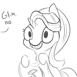 Size: 792x792 | Tagged: safe, artist:tjpones, starlight glimmer, pony, unicorn, g4, calarts, chest fluff, communism, dialogue, female, flag, grayscale, grin, hammer and sickle, hoof hold, monochrome, offscreen character, s5 starlight, simple background, smiling, solo, soviet union, squee, stalin glimmer, thin-line style, this will end in communism, white background, wide eyes
