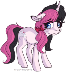 Size: 460x503 | Tagged: safe, artist:frostedpuffs, oc, oc only, pony, unicorn, crying, female, floppy ears, mare, simple background, solo, transparent background