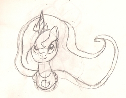 Size: 1708x1333 | Tagged: safe, artist:silversthreads, princess luna, alicorn, pony, g4, chestplate, crown, daily sketch, female, jewelry, regalia, sketch, solo, traditional art