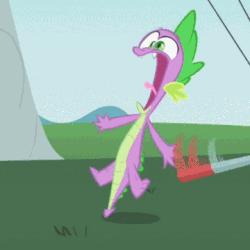 Size: 360x360 | Tagged: safe, screencap, spike, dragon, feeling pinkie keen, g4, animated, cropped, gif, male, solo, twitchy tail, wild take