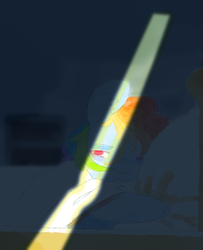 Size: 1084x1338 | Tagged: safe, artist:kotoink, rainbow dash, pony, g4, bed, female, light, pillow, solo