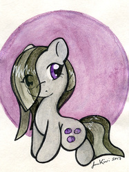 Size: 440x588 | Tagged: safe, artist:jenkiwi, marble pie, earth pony, pony, g4, chibi, cute, female, mare, solo, traditional art