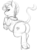 Size: 475x641 | Tagged: safe, artist:verulence, derpibooru exclusive, oc, oc only, oc:yodi, classical unicorn, pony, unicorn, butt, clothes, cloven hooves, grayscale, hoodie, horn, leonine tail, looking back, male, monochrome, plot, simple background, solo, stallion, underhoof, unshorn fetlocks, white background