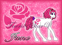 Size: 2338x1700 | Tagged: safe, artist:faerie-starv, june rose, pony, g1, birthflower ponies, female, solo, watermark