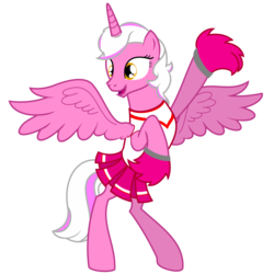 Size: 1800x1800 | Tagged: safe, artist:peternators, oc, oc only, oc:mary sue, alicorn, pony, g4, alicorn oc, cheerleader, clothes, female, horn, pom pom, simple background, skirt, solo, transparent background, vector, wings