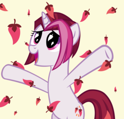 Size: 7556x7246 | Tagged: safe, artist:ironm17, cayenne, pony, unicorn, g4, absurd resolution, bipedal, chili's, female, happy, mare, simple background, solo, white background, wingding eyes
