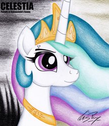 Size: 1024x1188 | Tagged: safe, artist:thechrispony, princess celestia, pony, g4, cover art, eyebrow piercing, female, metal, piercing, rammstein, solo, song parody, traditional art
