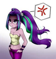 Size: 1220x1300 | Tagged: safe, artist:nekojackun, aria blaze, equestria girls, g4, my little pony equestria girls: rainbow rocks, angry, aria flat, bare shoulders, belly button, breasts, cleavage, clothes, delicious flat chest, female, hand in pocket, intimidating, midriff, simple background, sleeveless, solo, strapless, tube top, walking, white background