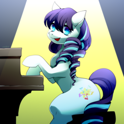 Size: 1000x1000 | Tagged: safe, artist:zakro, coloratura, earth pony, pony, g4, female, large butt, mare, musical instrument, piano, rara, solo, spotlight