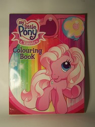 Size: 1536x2048 | Tagged: safe, photographer:kisscurl, pinkie pie (g3), pony, g3, g3.5, book, book cover, coloring book, cover, heart, heart eyes, irl, merchandise, photo, solo, wingding eyes