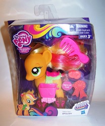 Size: 738x887 | Tagged: safe, applejack, pony, boots, box, comb, cowboy boots, cowboy hat, fashion style, hat, irl, photo, rainbow power, shoes, solo, toy