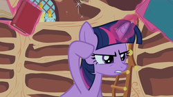 Size: 1280x720 | Tagged: safe, screencap, twilight sparkle, pony, unicorn, g4, secret of my excess, female, golden oaks library, levitation, magic, mare, solo, telekinesis