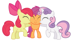 Size: 9000x5000 | Tagged: safe, artist:midnight--blitz, apple bloom, scootaloo, sweetie belle, earth pony, pegasus, pony, unicorn, g4, absurd resolution, adorabloom, cute, cutealoo, cutie mark crusaders, cutie mark cuties, daaaaaaaaaaaw, diasweetes, eyes closed, female, filly, hug, simple background, transparent background