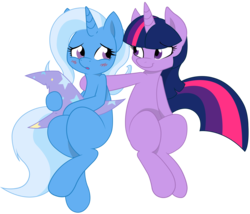 Size: 5064x4331 | Tagged: safe, artist:joemasterpencil, artist:joey darkmeat, trixie, twilight sparkle, pony, unicorn, g4, absurd resolution, blushing, duo, female, lesbian, mare, ship:twixie, shipping