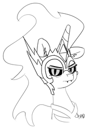Size: 6234x7379 | Tagged: safe, artist:pabbley, daybreaker, alicorn, pony, a royal problem, g4, absurd resolution, bust, female, grayscale, mare, monochrome, portrait, simple background, solo, white background